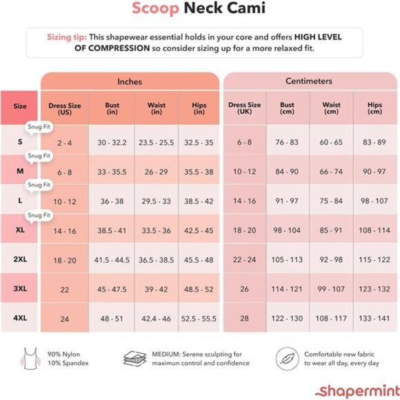 Women's High Compression Scoop Neck Cami – Slimming Tank Top - Picture 2 of 7